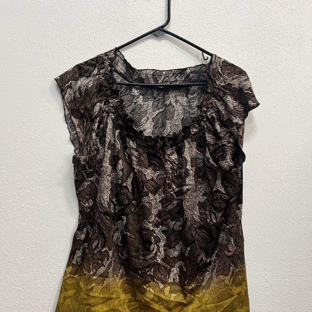 Elegant Brown and Yellow Women's Top